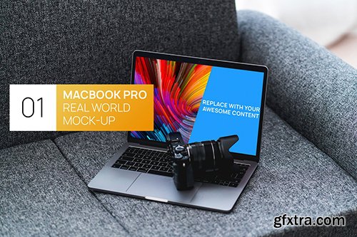 New MacBook Pro Retina on Sofa Real World Mock-Up