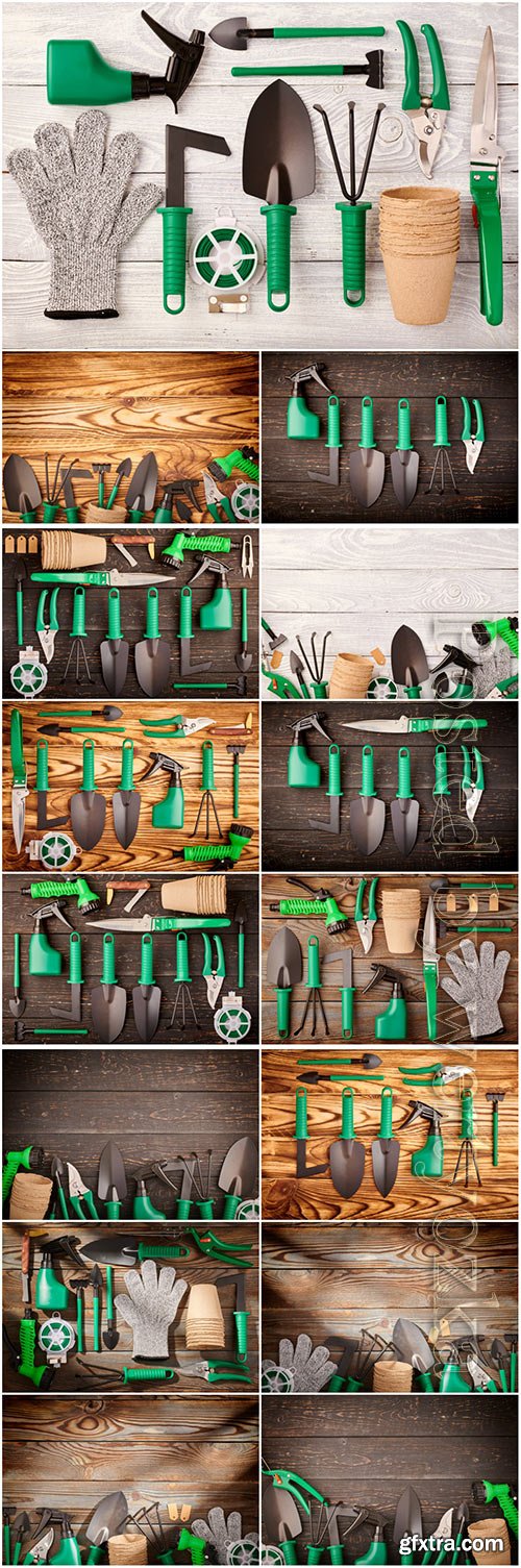 Gardening tools beautiful stock photo