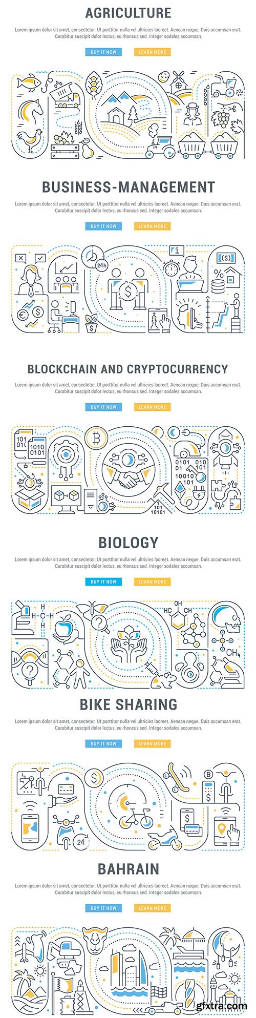 Business linear symbols graphic banner design
