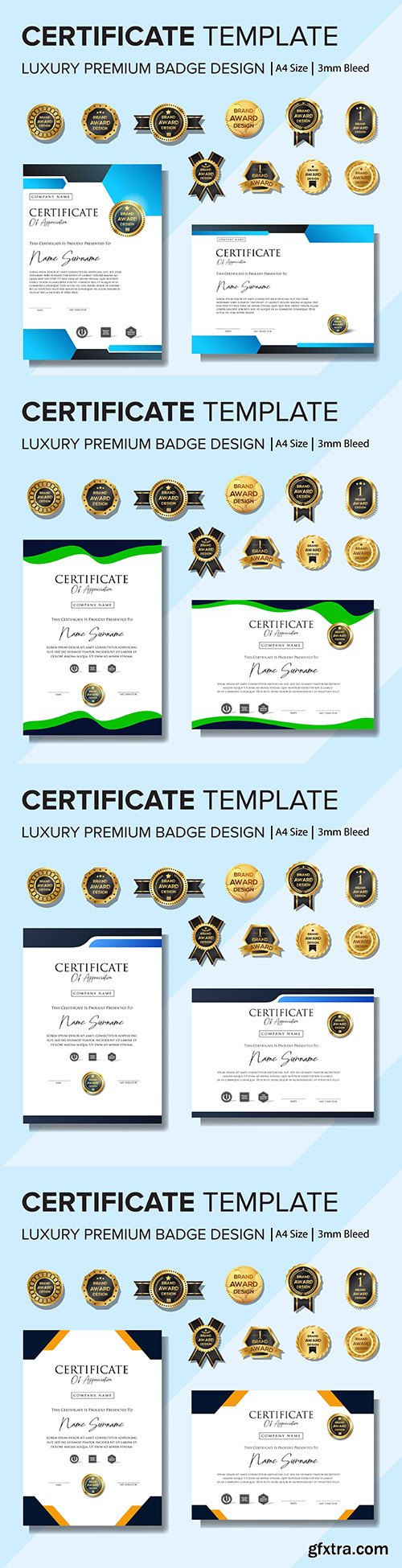 Certificate and premium badges design creative
