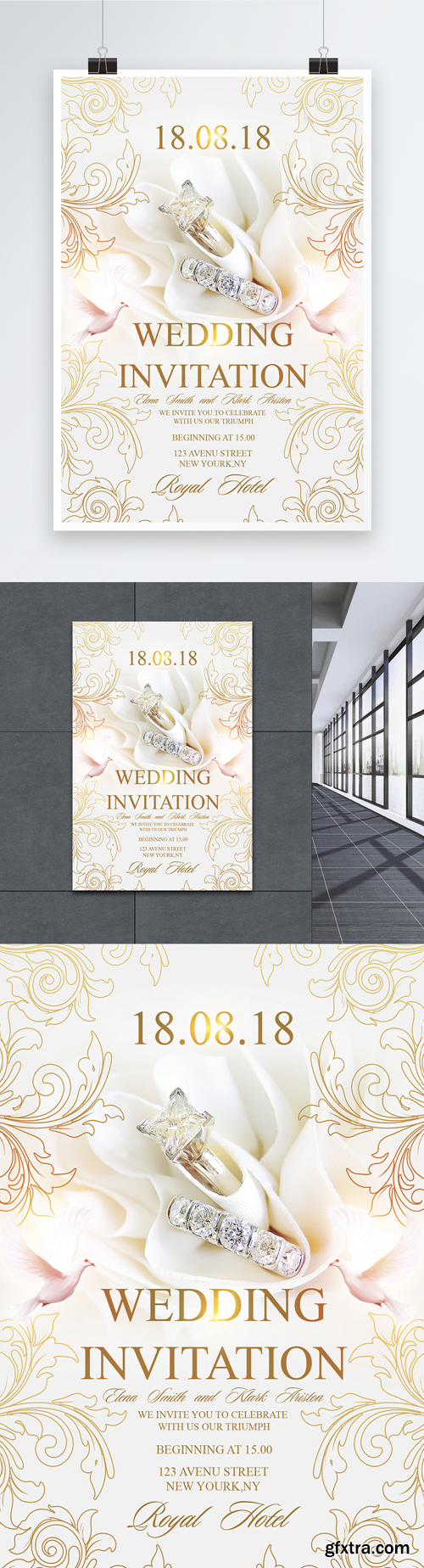 flower wedding invitation poster