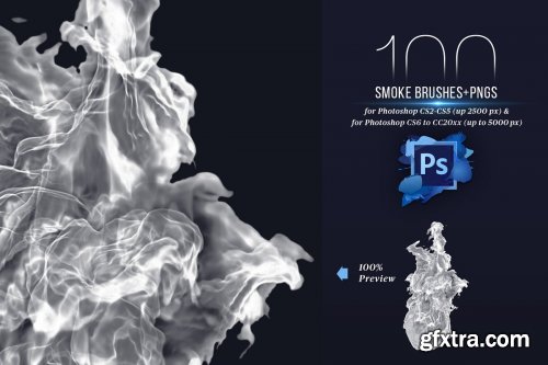 CreativeMarket - 100 Photoshop Smoke Brushes + PNGs 4421254