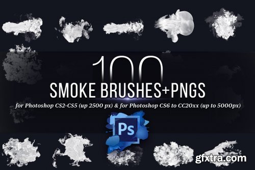 CreativeMarket - 100 Photoshop Smoke Brushes + PNGs 4421254