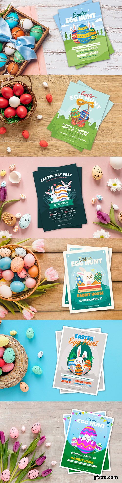 Easter party poster and basket with eggs
