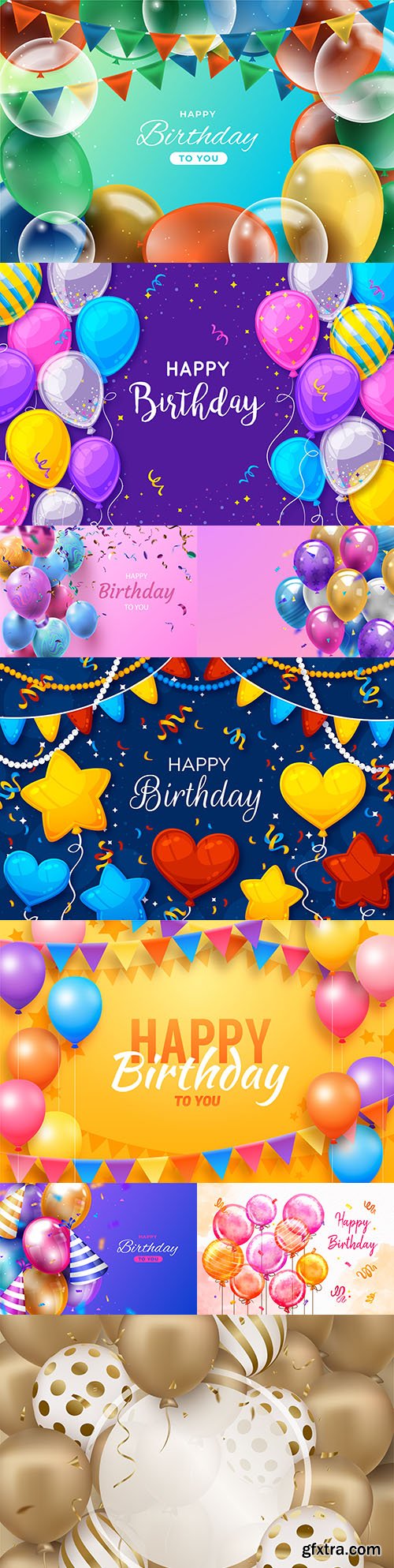 Happy birthday holiday invitation realistic balloons 5
