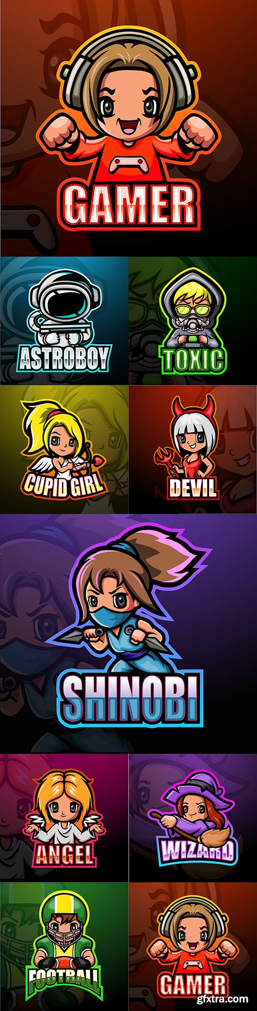 Emblem gaming mascot design esport illustration 10
