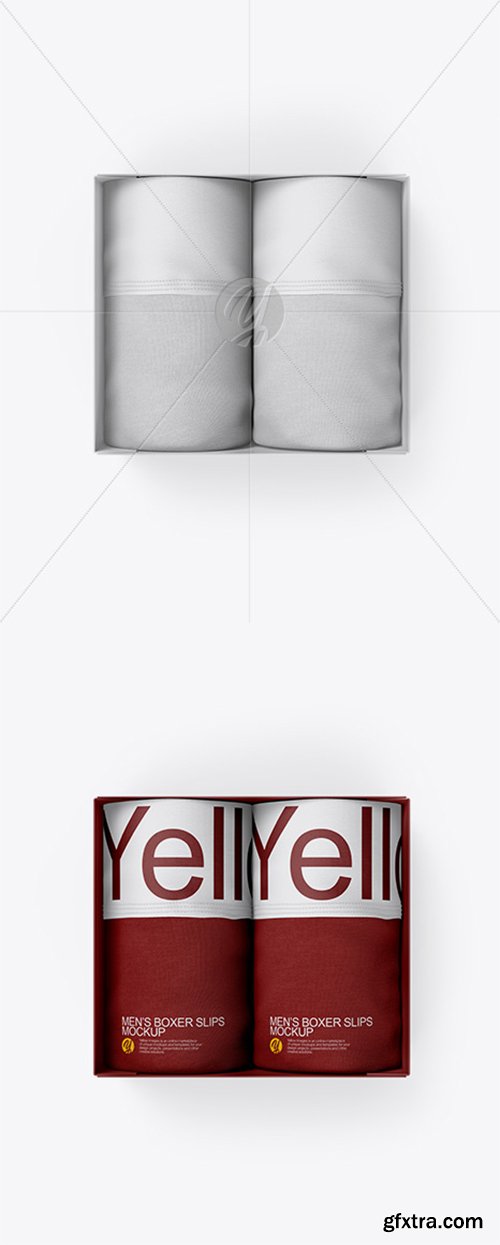 Box With 2 Men's Boxer Slips Mockup 36163