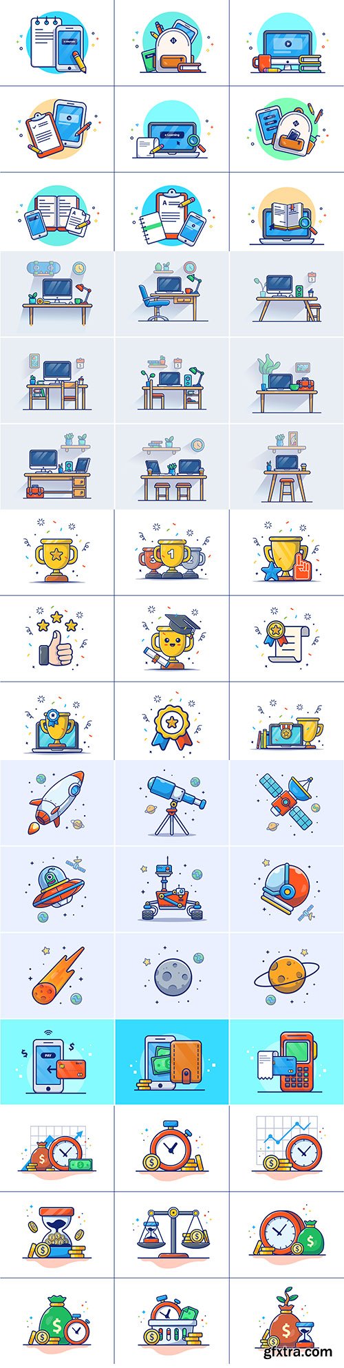 Online education and business set design elements
