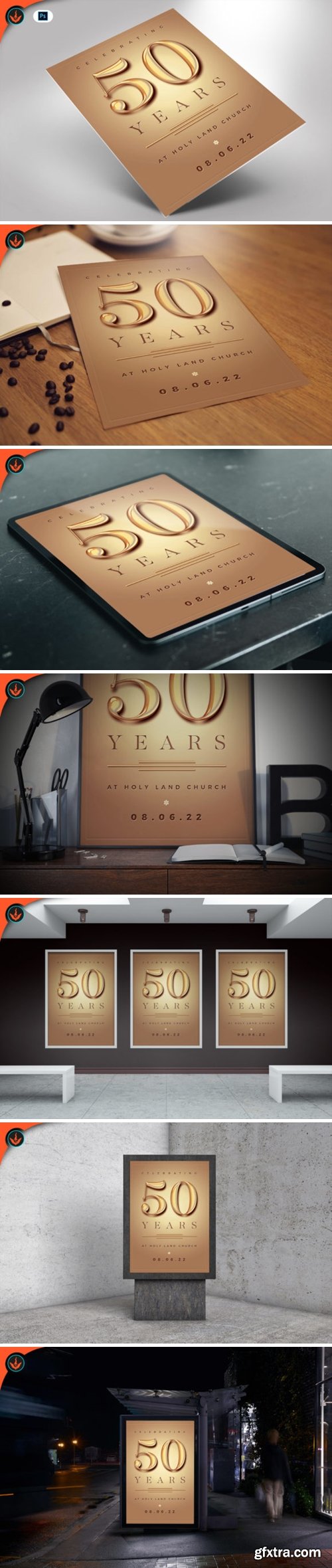 Gold Church Anniversary Flyer 3039477