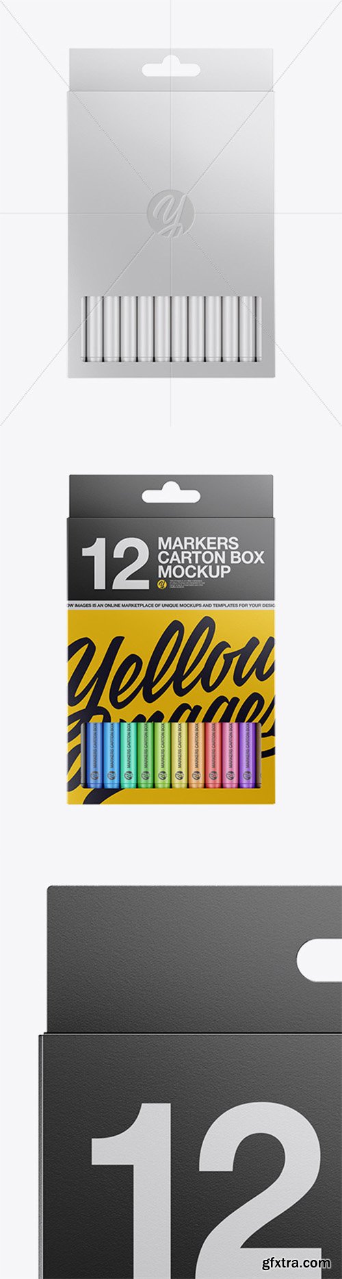 12x Markers Carton Box Mockup - Front View 25662 12x Markers Carton Box Mockup - Front View 25662