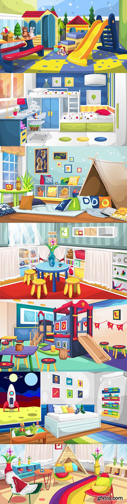 Children 's playroom design setting illustration vector
