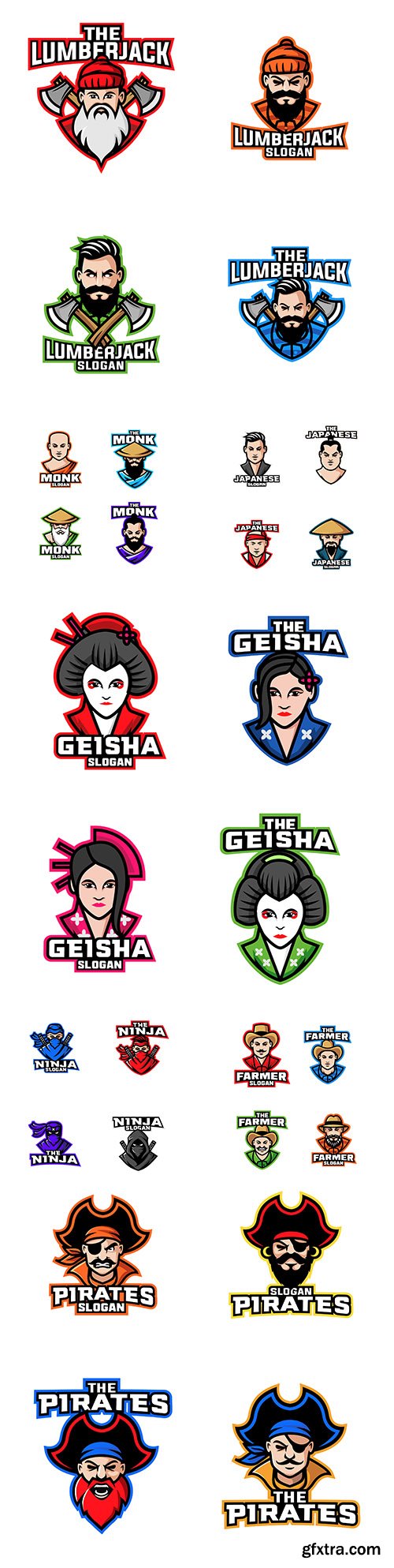 Collection cartoon character logo and icon design
