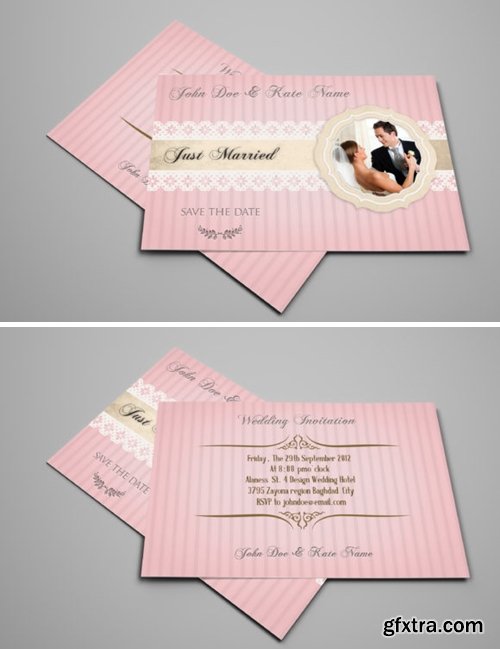 Wedding Invitation Postcard Template 3040071