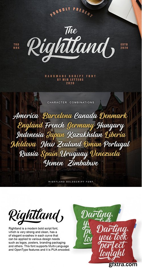 Rightland Bold Script Font Rightland Bold Script Font