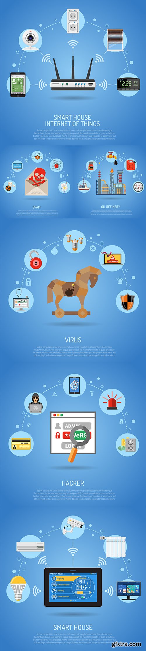 Smart House Internet Things and Cyber Crime Illustrations Smart House Internet Things and Cyber Crime Illustrations