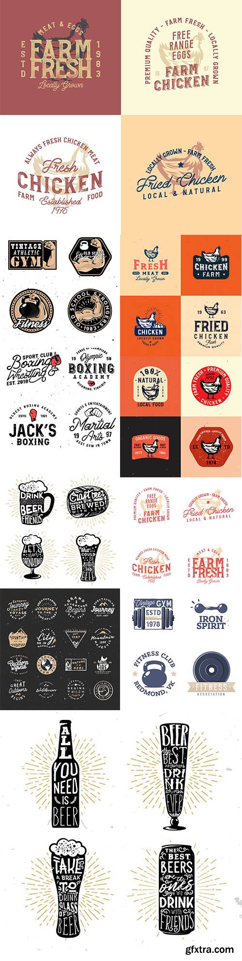 Vintage Rustic Chicken Emblems and other Logotype Collection Vintage Rustic Chicken Emblems and other Logotype Collection