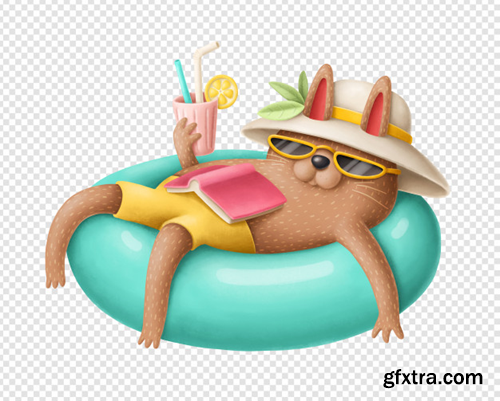 cat-character-resting-summer-with-cocktail_147671-148
