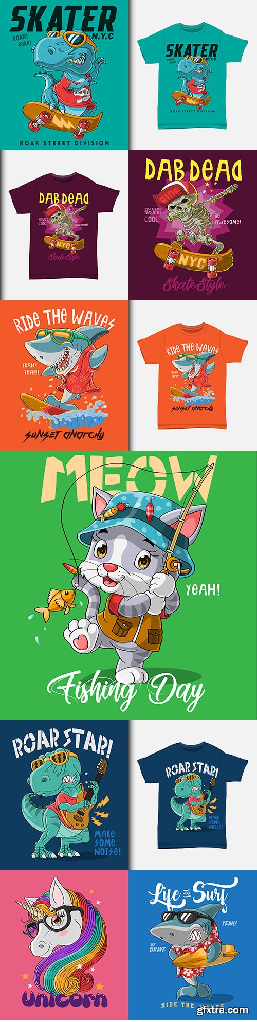 Cute illustration cartoon characters with T-shirt design
