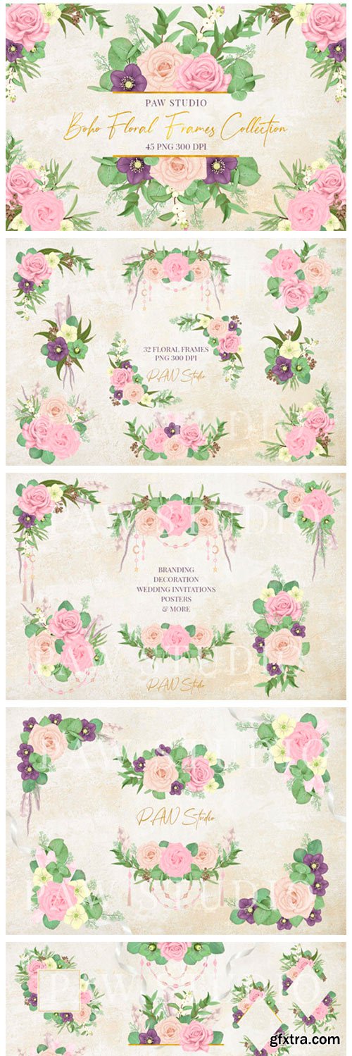 Boho Floral Frames Borders Wreath Clipar 3069225 Boho Floral Frames Borders Wreath Clipar 3069225