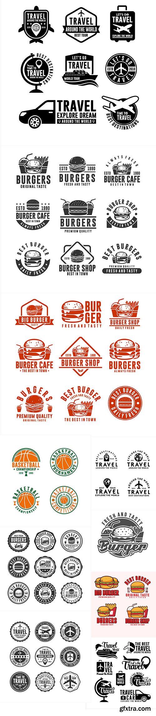 Sport, Travel and Food Logo and Badge Collection Sport, Travel and Food Logo and Badge Collection