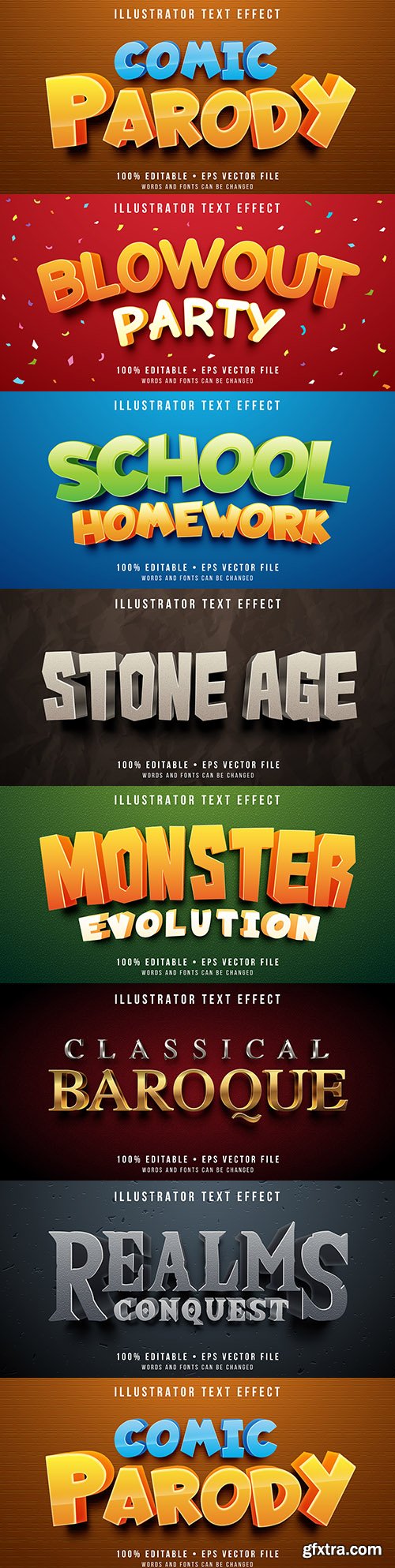 3d Editable font effect text collection illustration 33
