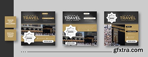 Elegant Islamic Hajj Tour Travel Social Media Post Template Elegant Islamic Hajj Tour Travel Social Media Post Template