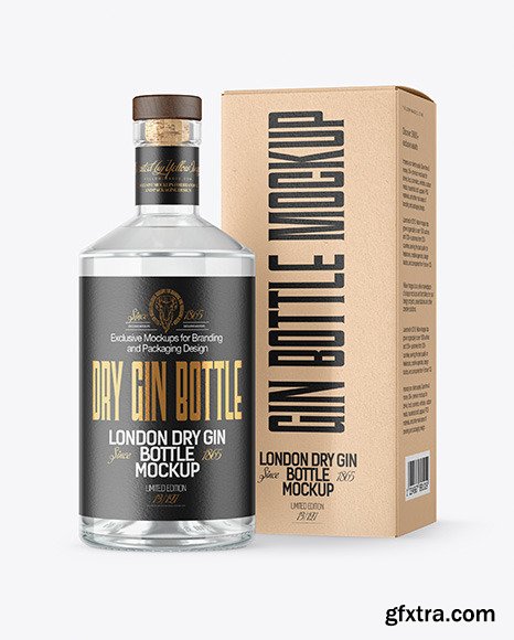 Clear Glass Gin Bottle with Box Mockup 56208