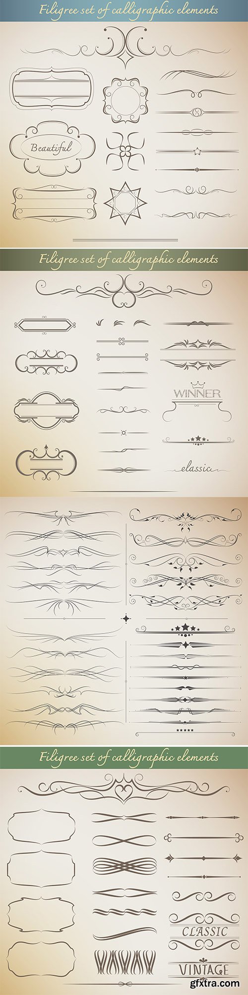 Filigree Big Set of Calligraphic Elements Filigree Big Set of Calligraphic Elements