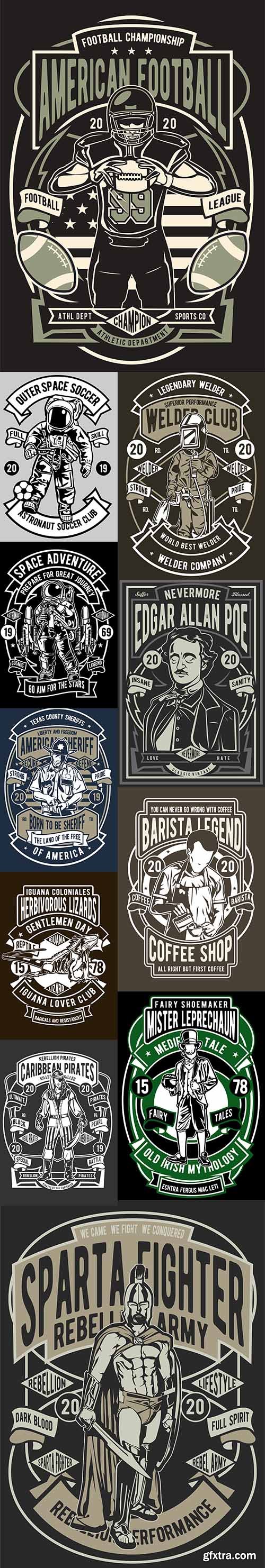 Vector Set of Adventure Retro Illustrations Vector Set of Adventure Retro Illustrations