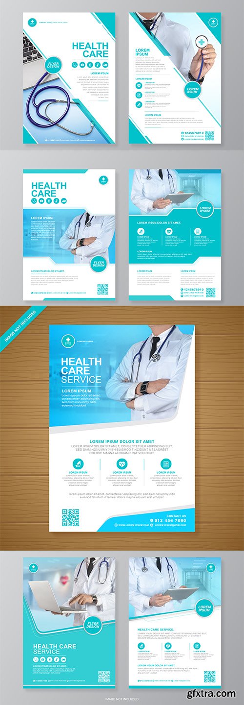 Corporate Healthcare Medical A4 Flyer Design Template Set Corporate Healthcare Medical A4 Flyer Design Template Set