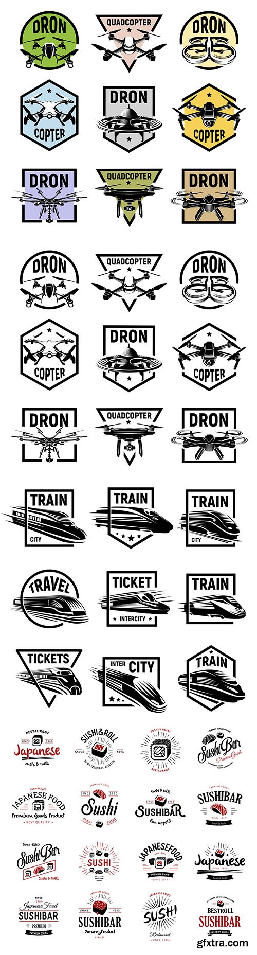 Isolated Monochrome Modern Logos Set Isolated Monochrome Modern Logos Set