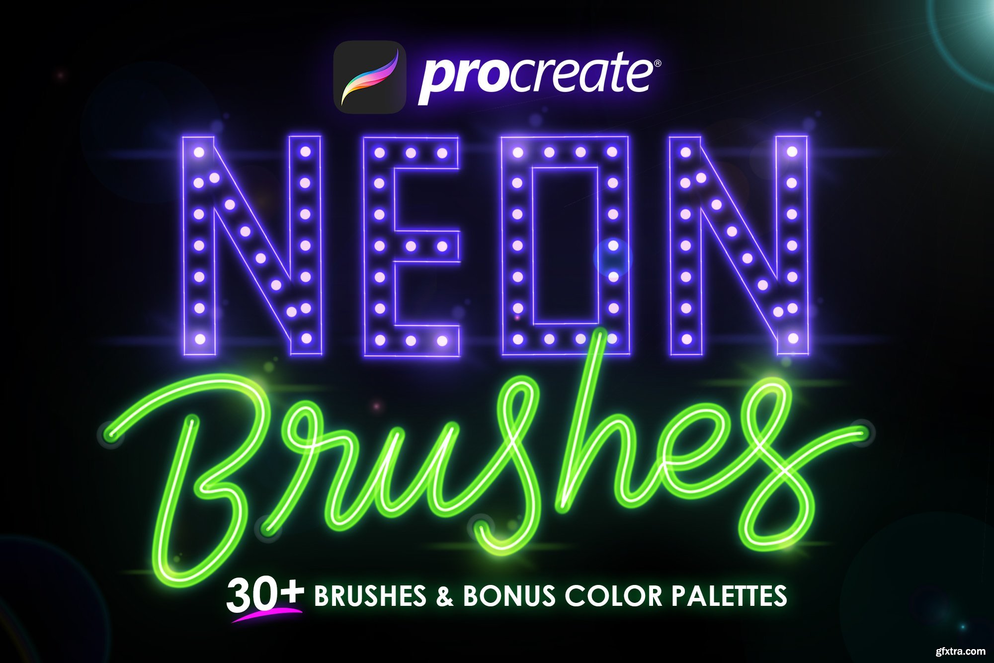 CreativeMarket 30 Procreate Neon Brushes 4613024 GFxtra