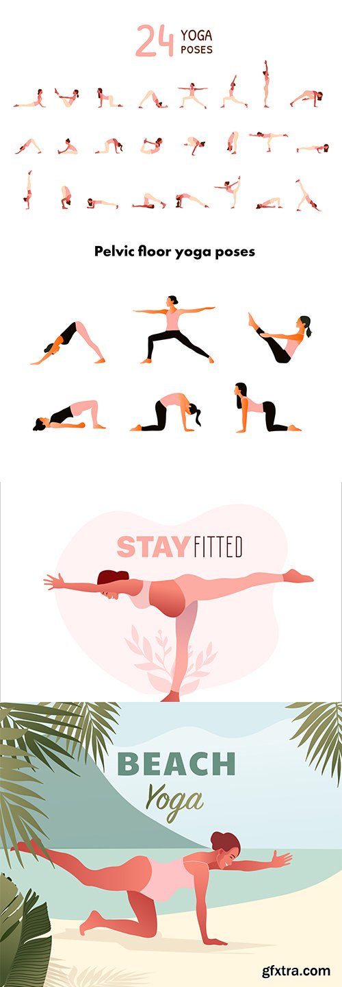 Vector Set of Women Performing Yoga Poses