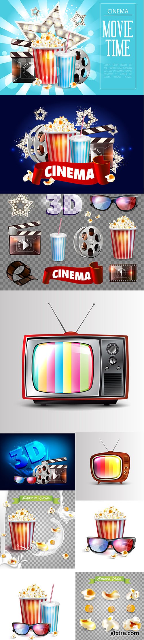 Realictic Vector Set of 3D Cinema Design Template Realictic Vector Set of 3D Cinema Design Template