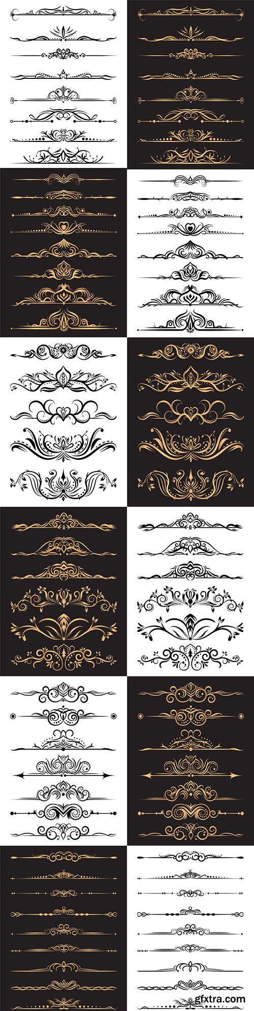 Luxury gold decorative elements collection
