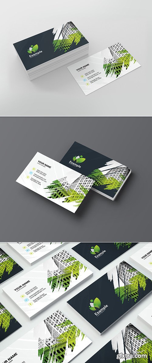 Business Card Layout with a Green Brushstroke Element 212785749 Business Card Layout with a Green Brushstroke Element 212785749