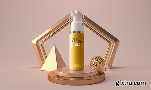 Cosmetic face foam bottle 3d render mockup template