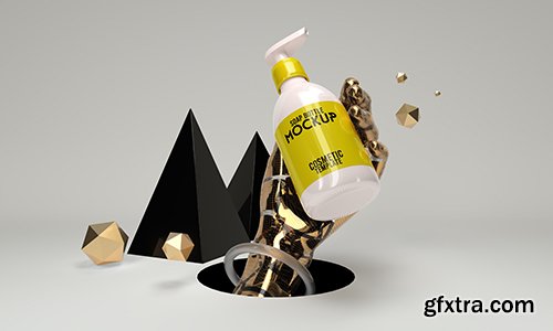 Abstract cosmetic template bottle soap 3d render mockup