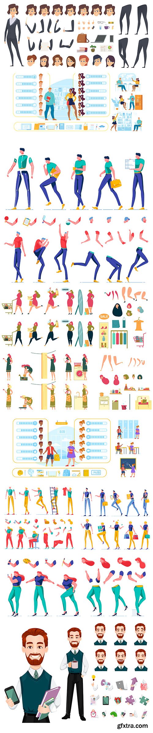 Vector Set of Character Constructor Animation