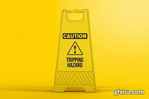 Download Plastic Caution Floor Sign Board Mockup » GFxtra