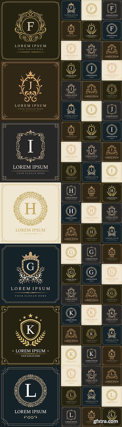 Letter and vintage elements luxury logo design
