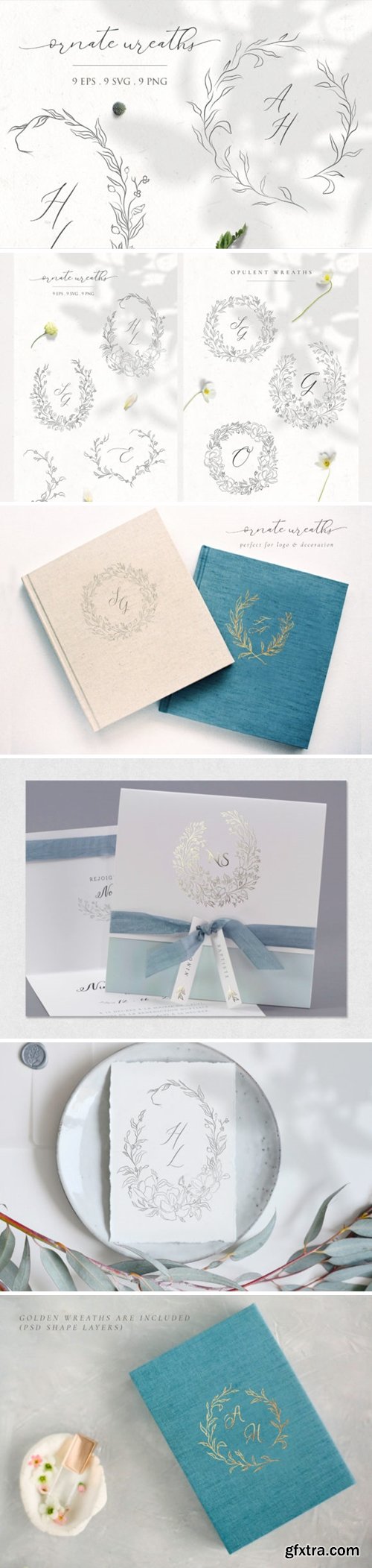 Floral Decorative Ornate Wreaths Clipart 3588359