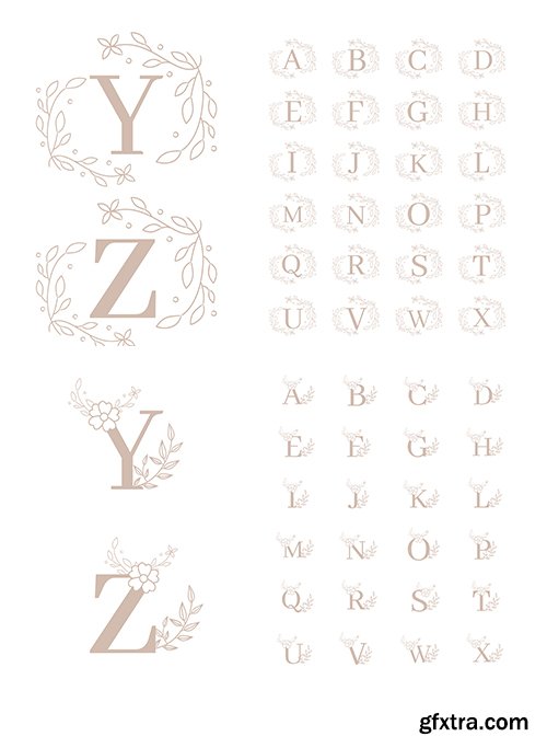 Feminine Floral Initial Logo Templates