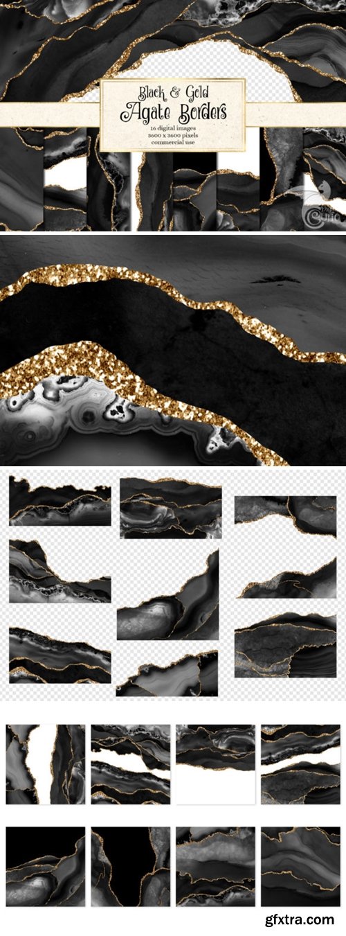 Black and Gold Agate Borders 3558369