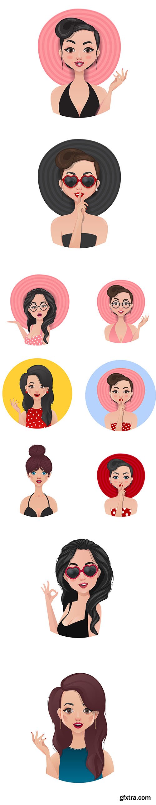 Collection of Beautiful Girl Vector Illustration