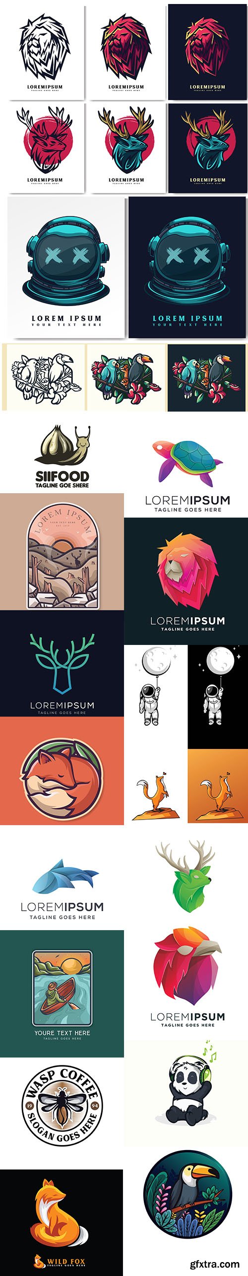 Adventure and Animals Logo Illustration Set