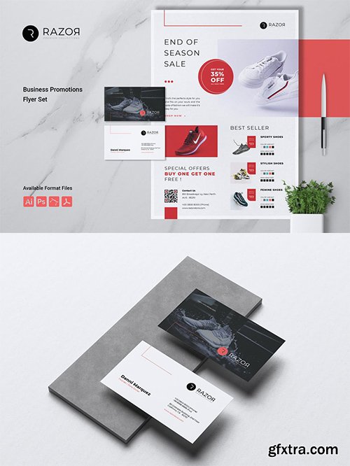 RAZOR Shop Store Promotions Flyer & Business Card