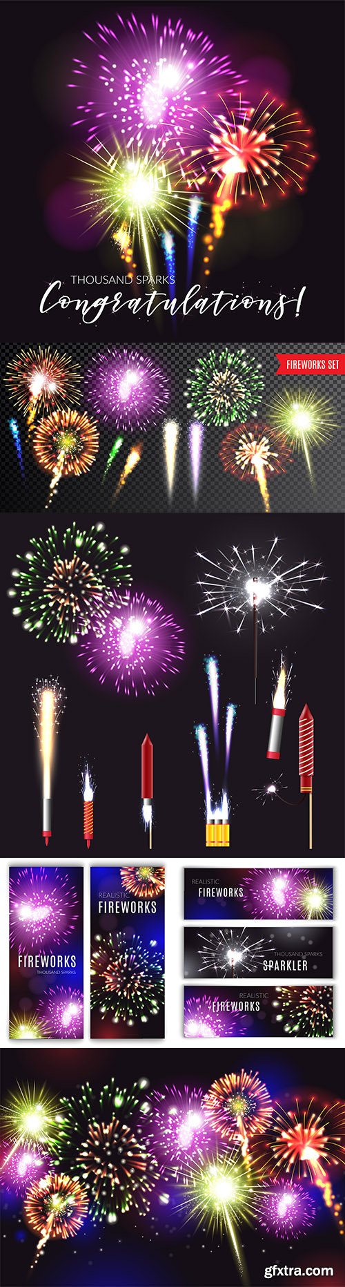 Fireworks realistic poster holiday vector illustration
