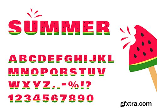 Watermelon Font Summer Alphabet Numbers Illustration Watermelon Font Summer Alphabet Numbers Illustration