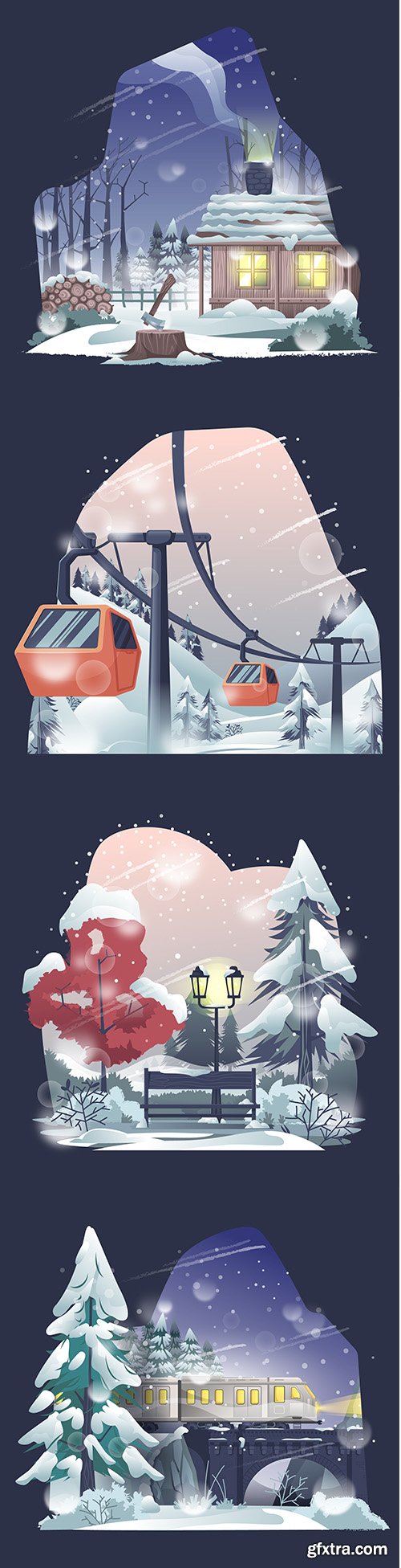 Winter Beautiful Illustration Set